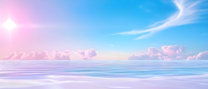 A beautiful blue sky with pink clouds