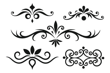 An assortment of stylish black and white designs, highlighting unique decorative patterns and artistic flair flat vector illustration set.