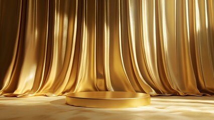 Silk Curtains Gold Stand