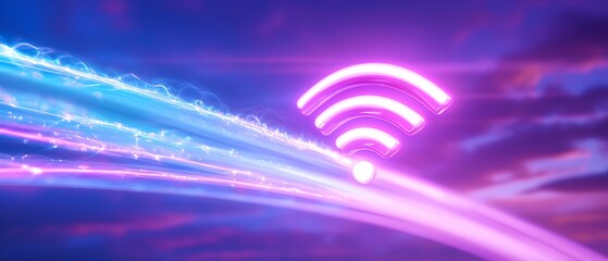 A purple and pink image of a wifi signal