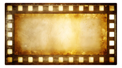 Fototapeta premium White Background with Vintage Film Frame and Yellowed Edges. Perfect for: historical documentaries, retro film events, art galleries