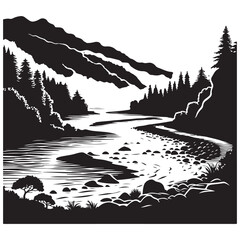 Fototapeta premium River Silhouette Vector Art, Icons, and Graphics