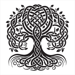 Fototapeta premium Detailed Celtic Tree of Life Vector Design - Tree Silhouette Clipart