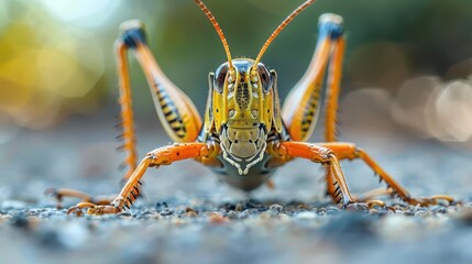 A close-up photo of a bug with a detailed view of its colorful exoskeleton.