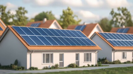 Fototapeta premium Ecofriendly Neighborhood with Solar Panels