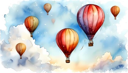 Obraz premium Discover the joy of floating high hot air balloons dance elegantly in the azure sky
