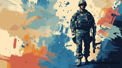 Fototapeta premium A military background in an abstract design features army elements and defense themes. 