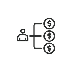 Separate payments, icon in line design. Separate, payments, split, finance, billing, transaction, shared on white background vector. Separate payments editable stroke icon