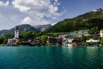 St. Wolfgang village by Lake Wolfgang, Austria.