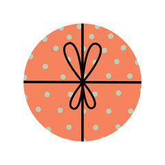 Round gift box with polka dots. Isolated vector illustration for Christmas design