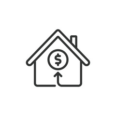 Budget for House, icon in line design. Budget, house, finance, planning, savings, mortgage, expenses on white background vector. Budget for House editable stroke icon