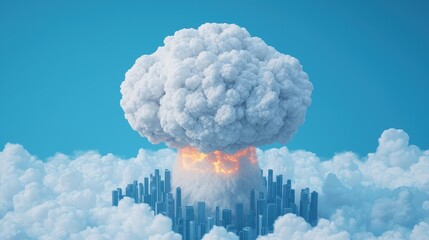 Futuristic Nuclear Mushroom Cloud Over Cityscape