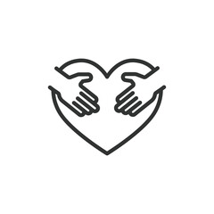 Hugs of love, icon in line design. Hugs, love, affection, embrace, warmth, connection, caring on white background vector. Hugs of love editable stroke icon