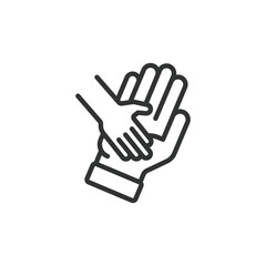 Obraz premium Children's charity support, icon in line design. Children, charity, support, donation, care, help, community on white background vector. Children's charity support editable stroke icon