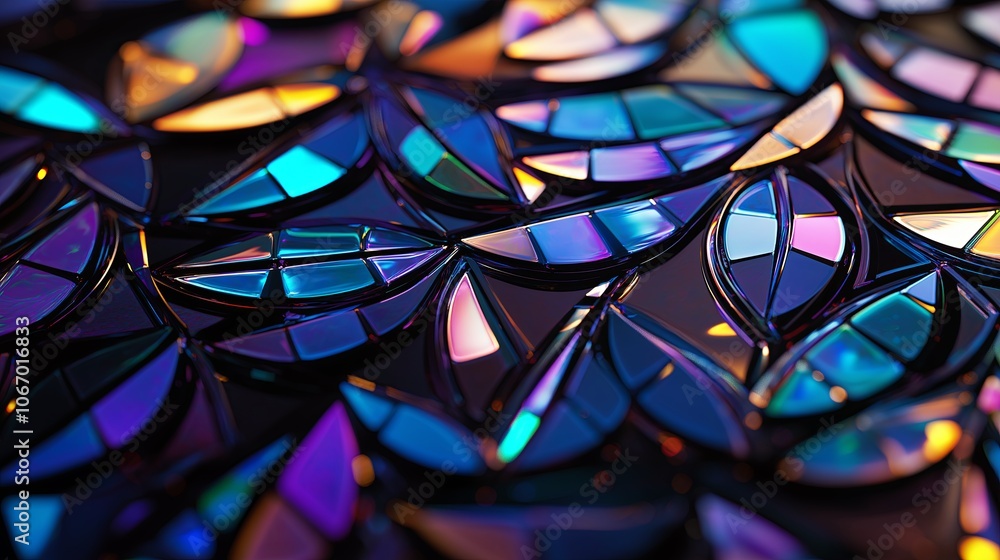 Poster peacock feathers with iridescent colors