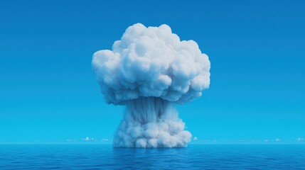 Mushroom Cloud Over Ocean Represents Nature's Power