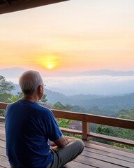Fototapeta premium Serene Sunrise Over Misty Sea View