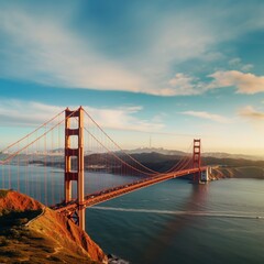 Naklejka premium American golden bridge landmark architecture engineering.