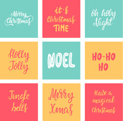 Hand drawn postcards of Christmas lettering
