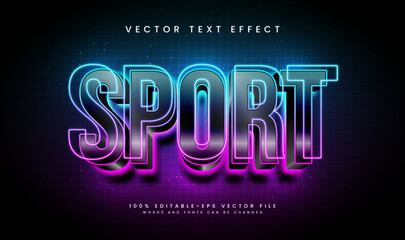 Sport light editable vector text effect with modern neon concept. Suitable for technology theme.