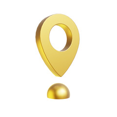 Gold location pin icons isolated on transparent or white background,