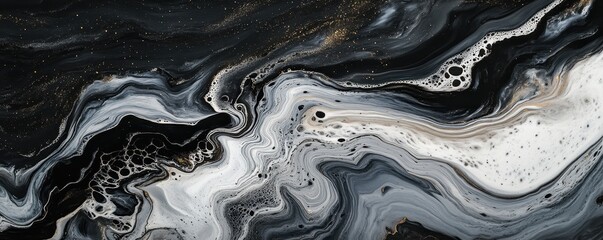 Striking Abstract Marbled Effect in Black and White