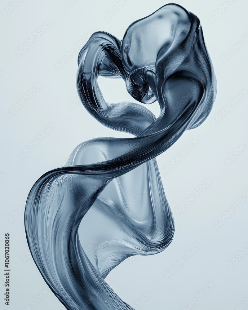 Poster elegant twisting liquid blob in transparency