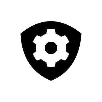 recommend clip art: Icon Glyph Shield Gear setting. Solid style.
