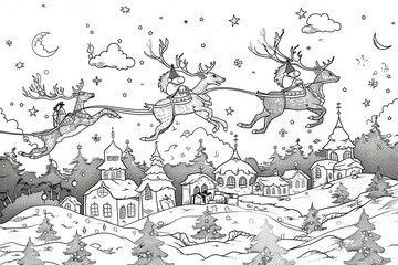 Christmas coloring pages with Christmas tree, snowman, wreath