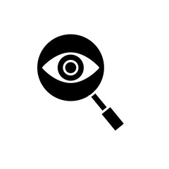 Icon Glyph spy eye magnify. Solid style.