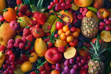 Colorful mix of exotic fruits. Fresh, ripe, and ready to eat.