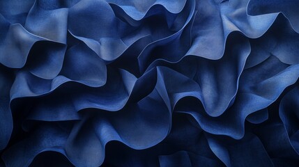 Rich Deep Blue Fabric Layers with Intricate Flowing Texture