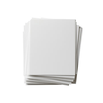 Stack of blank white sheets of paper on transparent background