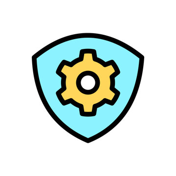 recommend clip art: Icon Line Color Shield Gear setting. Outline fill color style.