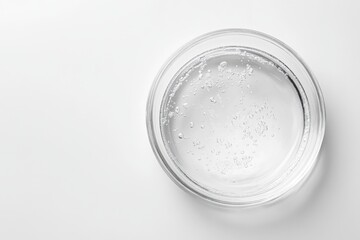Clear glass jar with white powdered substance inside.