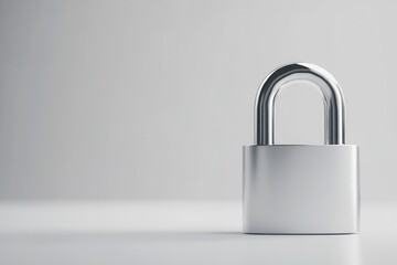 Fototapeta premium A Silver Lock With No Keyhole Sitting on Plain White Surface.