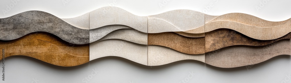 Poster dynamic wave pattern on textured wall, abstract design for modern interior and architectural spaces