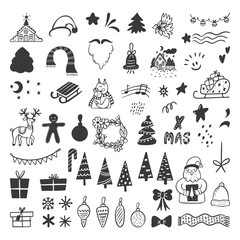 Big set of elements for Christmas.