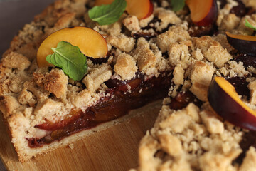 A piece of a plum cake