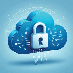 cloud with icon representing cloud security and data protection.