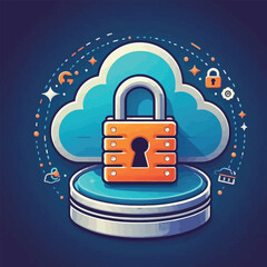 cloud with icon representing cloud security and data protection.