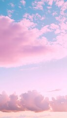 Obraz premium Pastel Pink and Blue Sunset Sky, Dreamy Cloudscape Background, Romantic Evening Atmosphere