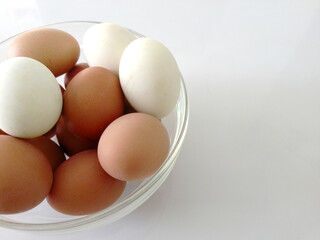 Boiled eggs in a clear cup