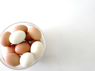Boiled eggs in a clear cup