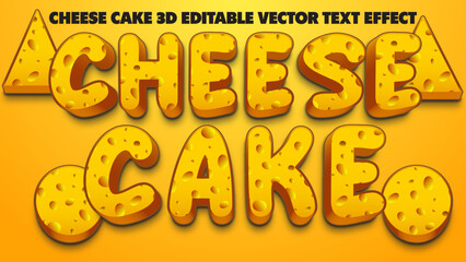 Fototapeta premium Cheese cake 3d editable vector pattern text style effect yellow background