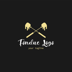 Fondue logo. Graphic design. light yellow on the black background