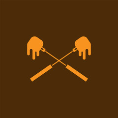 Fondue logo. Graphic design. Orange on the brown. 