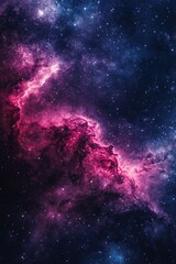 Fototapeta premium Dark space with nebula in pink and purple hues.