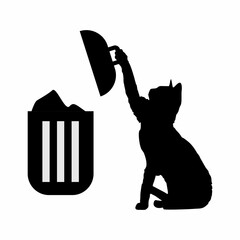 illustration of an animal throwing rubbish in a trash can