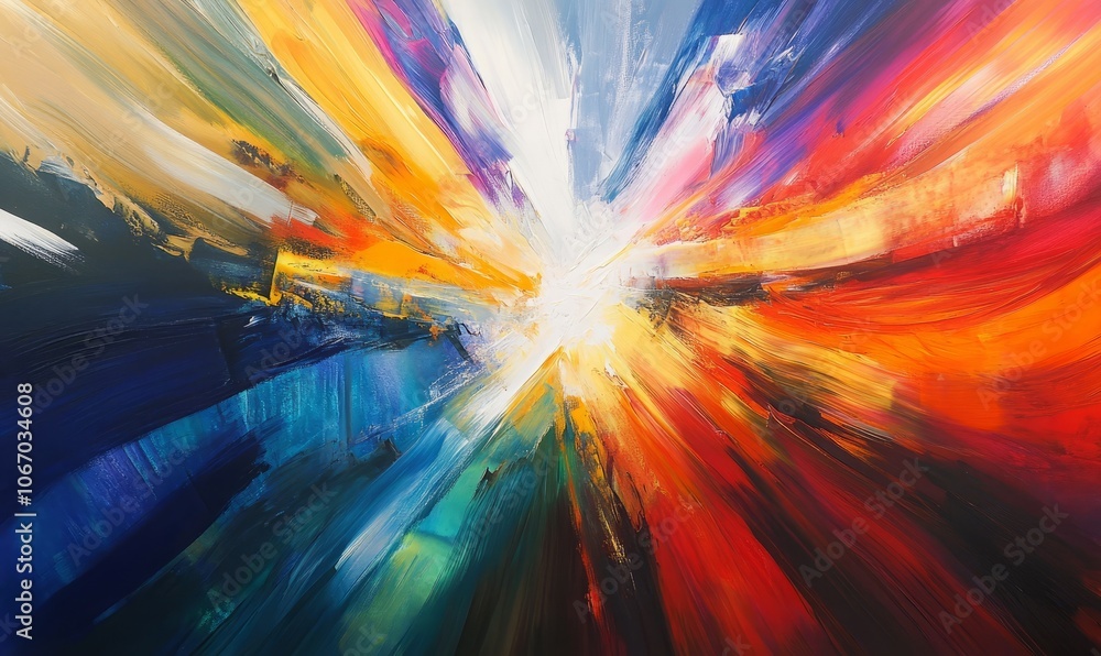 Poster dynamic light rays create a vibrant burst of color, showcasing energetic motion in a visually striki
